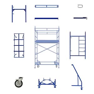 Elements for Mobile scaffold tower with working platform