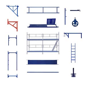 Elements for facade frame scaffolding